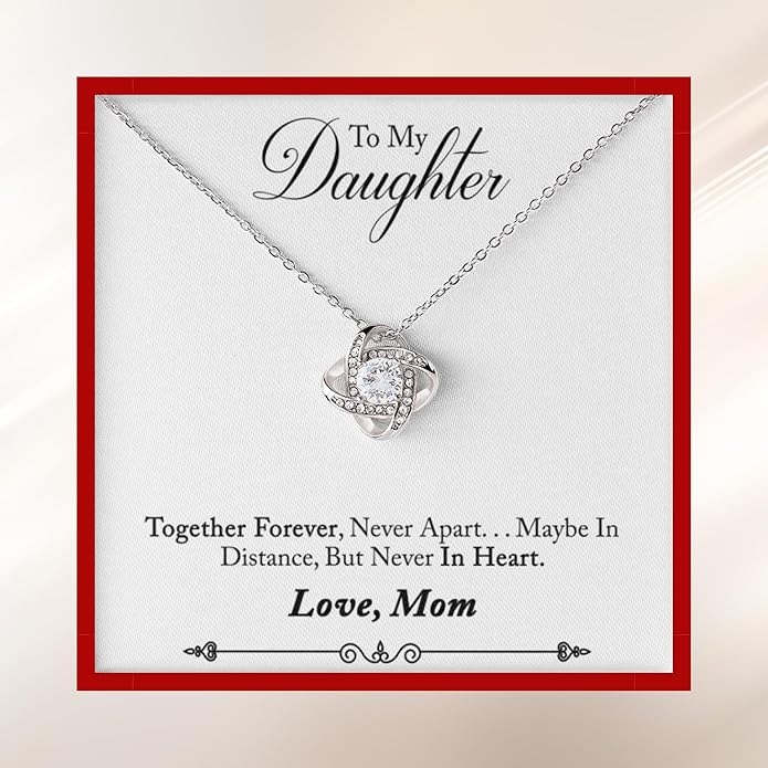 To My Beautiful Daughter Necklace from Mom & Dad | Cubic Zirconia Pendant with Heartfelt Message Card & Gift Box | Daughter Birthday, Graduation, Christmas Jewelry Gift from Parents