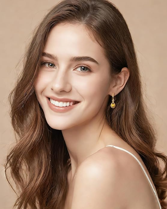 FANCIME Dangle Drop Earrings 925 Sterling Silver Dainty Infinity Round Gemstone Birthstone Jewelry Birthday Gifts for Her Women