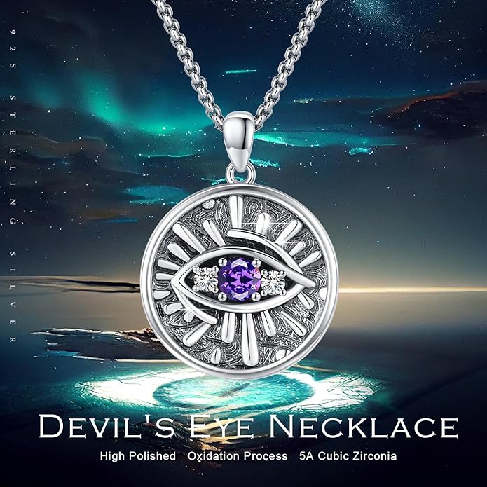 Evil Eye Necklace for Women 925 Sterling Silver, Protection Necklace with Blue Evil Eye Charm, Evil Eye/Lotus Pendant Jewelry, Birthday Christmas Gifts for Her
