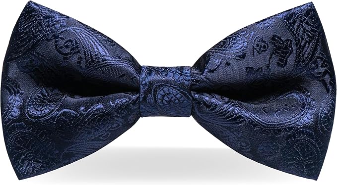 JEMYGINS Paisley Pre-tied Bow Tie and Pocket Square Cufflinks Lapel Pin Sets for Men 4PCS