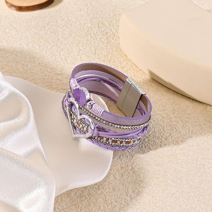 VIBILIA Boho Leather Wrap Bracelets for Women Multi-Layer Bracelets with Strong Clasp Jewelry for Women