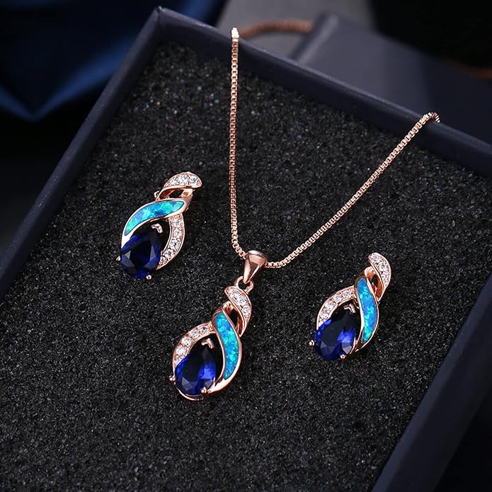 Hermosa Jewelry Sets Australian Created Opal Necklace Earrings Mother's Day Gifts Jewelry for Mom