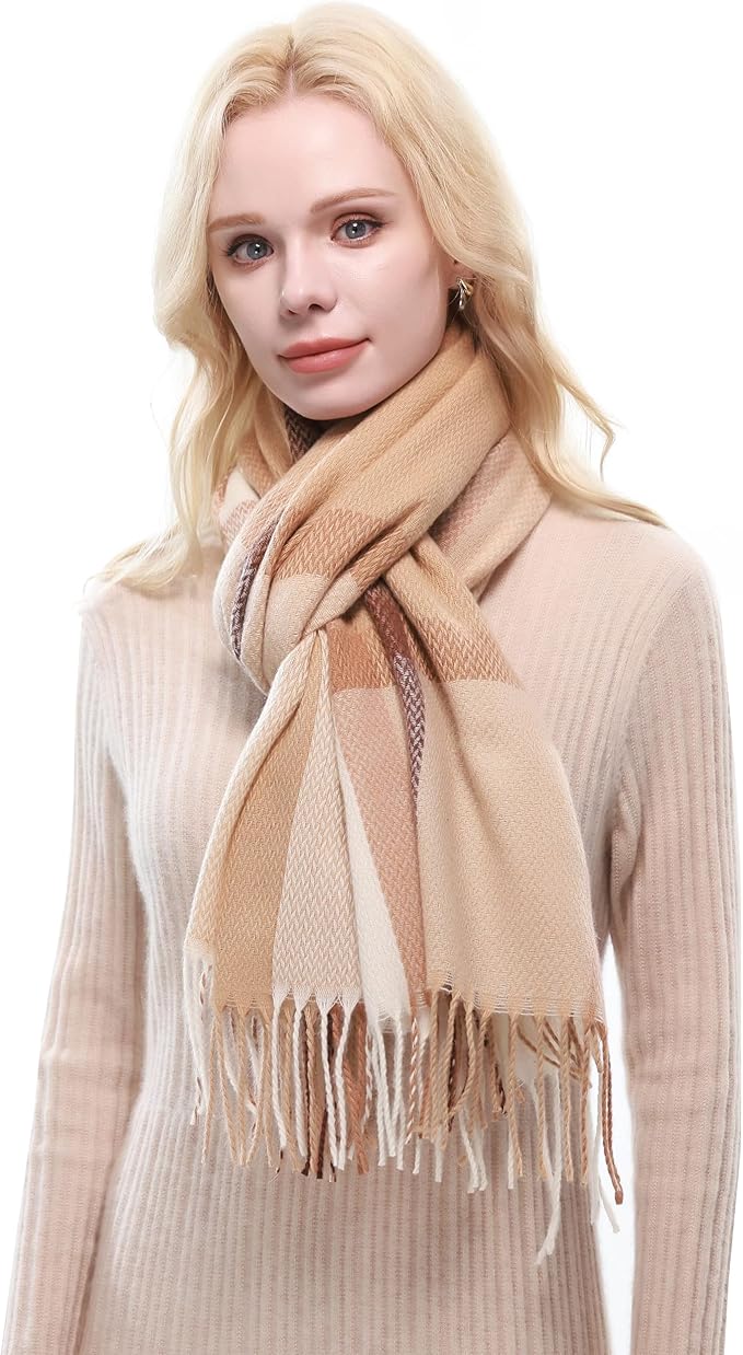 RIIQIICHY Plaid Scarf for Women Fall Winter Pashmina Scarves Wraps for Cold Weather Warm Large