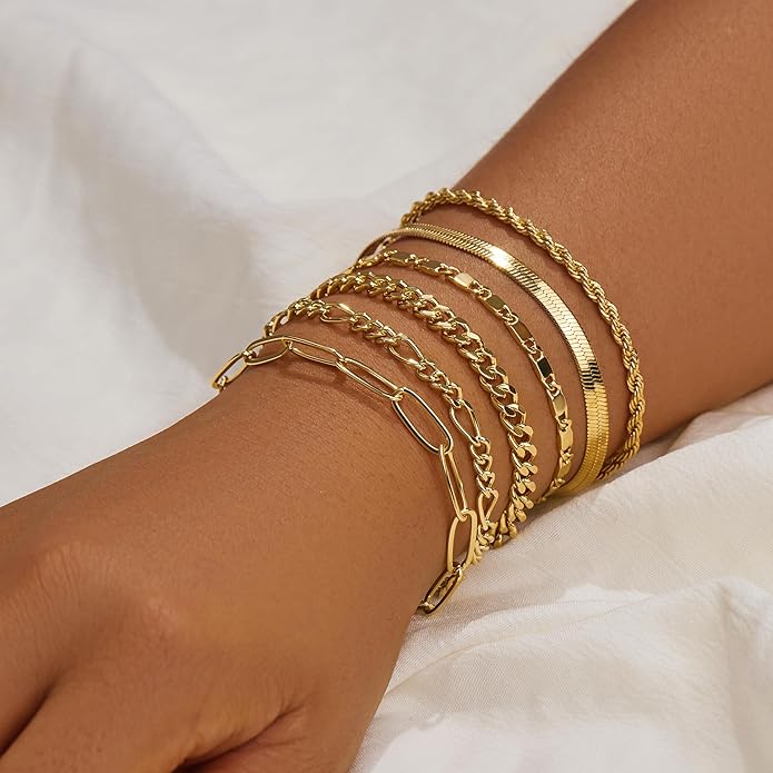 Silver Bracelets for Women Stack, Silver or Gold Plated Cuff Bangle Set, Trendy Silver Jewelry for Women Fashion