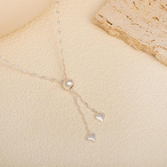 Lariat Necklace for Women, Dainty 14K Gold/Silver Plated Long Necklaces for Women Trendy Simple Layered Y-Shaped Drop Pendant Necklace Adjustable Gold Jewelry Gifts For Her Christmas Stocking Stuffer