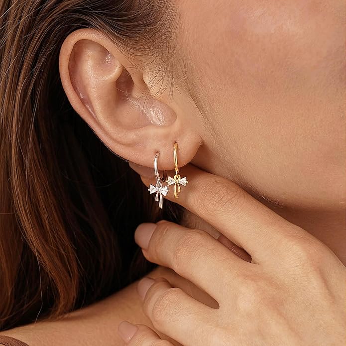 DORANA Valentines Day Gift 3 Pairs 925 Sterling Silver Earrings for Women Girls Non Tarnish Small Hypoallergenic Huggie Hoops Cartilage Stack Earring Sets for Multiple Piercing