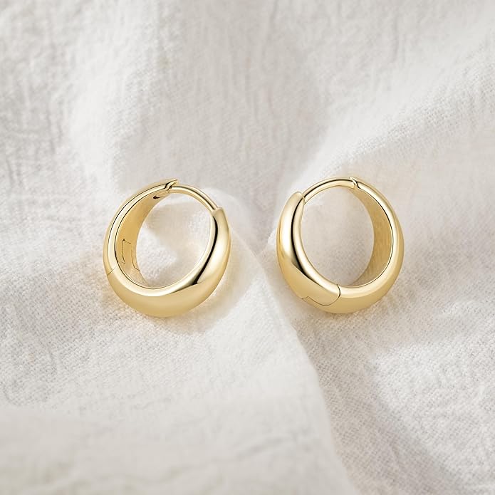 Gold Hoop Earrings for Women 14K Gold Earrings for Women Design Hypoallergenic Lightweight Gold Hoop Earrings Hoops 13 MM/18 MM/22 MM