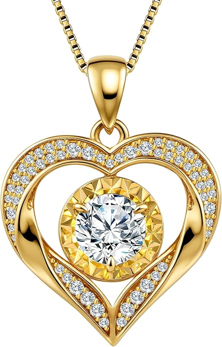 Moissanite Necklace for Women 14k Gold Heart Necklaces Moissanite Pendant for Woman 1 Carat - Luxury Love Jewelry Gift for Anniversary, Birthday and Christmas - Jewelry for Wife from Husband