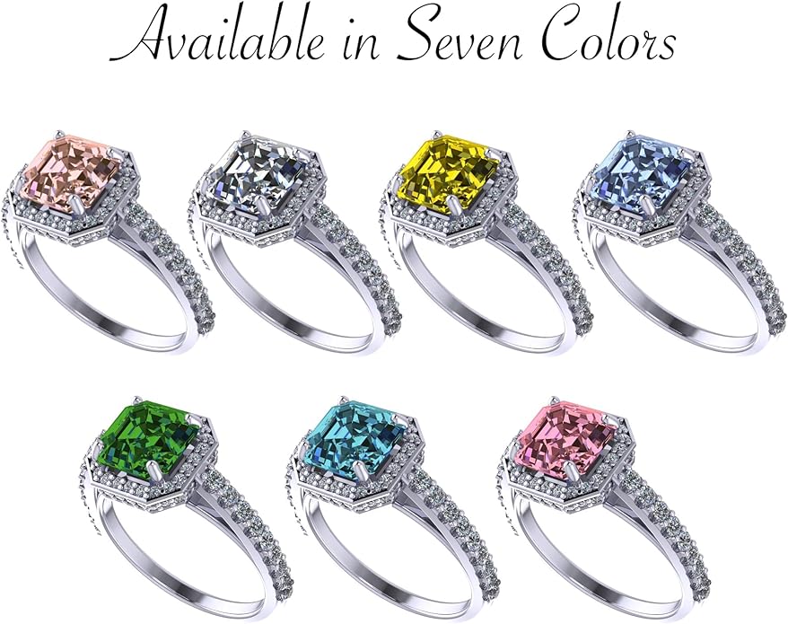 NANA Jewels Sterling Silver Engagement Rings for Women - Choose Simulated Morganite, Citrine, Aquamarine & More
