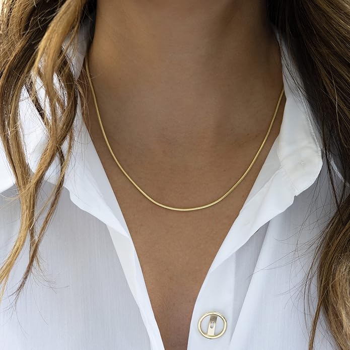 DEARMAY 14K Gold Plated Necklaces for Women, Dainty Gold Herringbone Choker Necklace Thin Layered Snake Chain Jewelry for Gifts