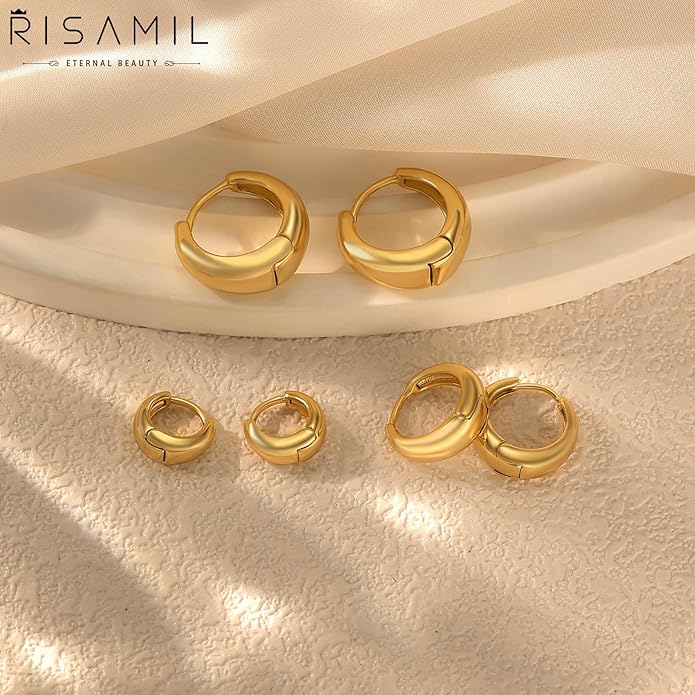 Hoop Earrings for Women 14K Gold Plated/Silver Hoops Simple Knot Huggie Small Hoop Earrings Set Trendy Hoops Everyday Wear Earrings for Women Jewelry