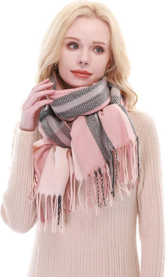 RIIQIICHY Plaid Scarf for Women Fall Winter Pashmina Scarves Wraps for Cold Weather Warm Large
