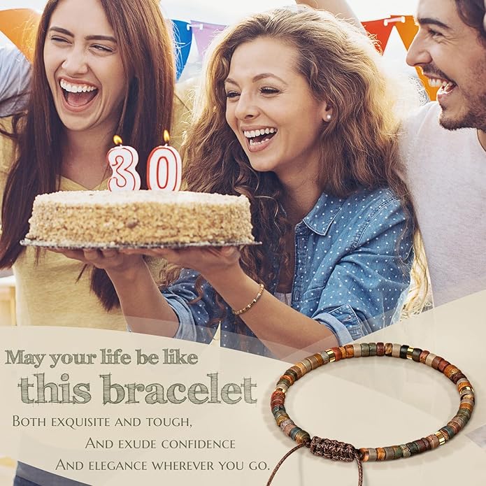 30th 40th 50th 60th 70th 80th Birthday Gifts for Women, Natural Stone Bracelet Birthday Gifts for Mom Daughter Grandma Sister Friends Coworker