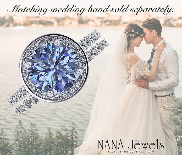 NANA Jewels Sterling Silver Engagement Rings for Women - Choose Simulated Morganite, Citrine, Aquamarine & More