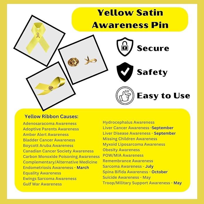 1/2/5/10/25/50/100pcs Satin Awareness Ribbon Pins (Pick your color), for Cancer & Disease Awareness, Bulk Quantities for Fundraising, Events, Gift Giving