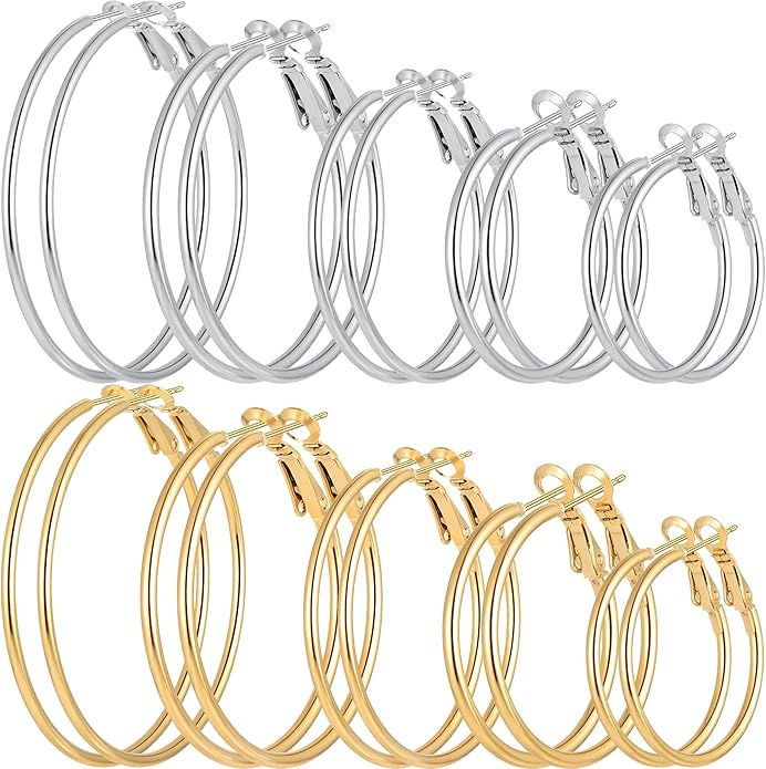 Stainless Steel Gold Plated Hoops Silver Plated Hoop Earrings Hypoallergenic Hoop Cartilage Piercing Earrings Tiny Ball Cubic Zirconia Stud Earrings Set for Women