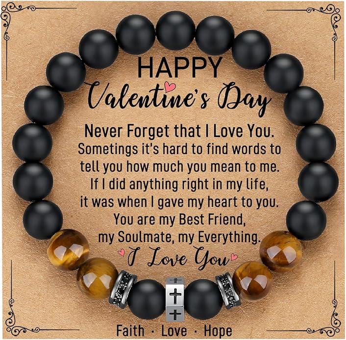 TONY & SANDY Cross Bracelet Men Cool Valentines Day Gifts for Him Teen Boys Son Grandson Nephew, Birthday Easter Christmas Gifts for Teen Boys Adults Men