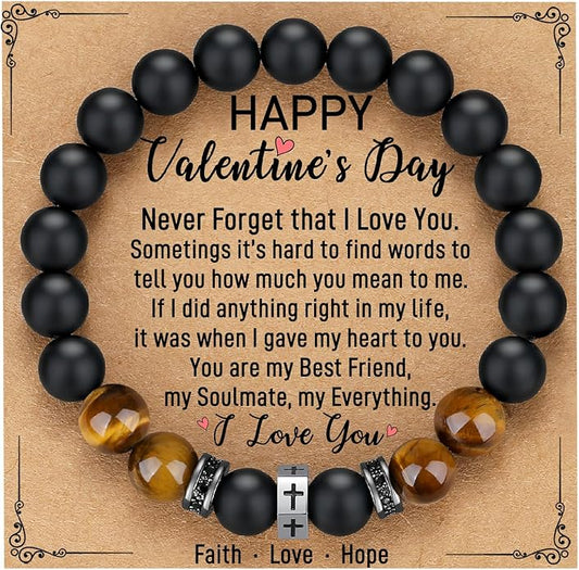 TONY & SANDY Cross Bracelet Men Cool Valentines Day Gifts for Him Teen Boys Son Grandson Nephew, Birthday Easter Christmas Gifts for Teen Boys Adults Men