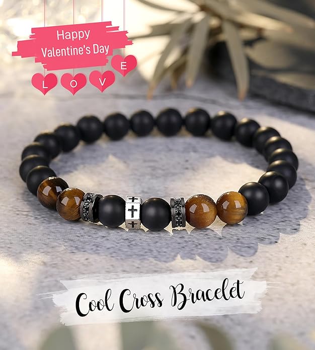 TONY & SANDY Cross Bracelet Men Cool Valentines Day Gifts for Him Teen Boys Son Grandson Nephew, Birthday Easter Christmas Gifts for Teen Boys Adults Men