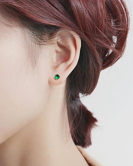 6 Pairs Stud Earrings Set, Hypoallergenic Cubic Zirconia Earrings 316L Stainless Steel CZ Earrings 3-8mm