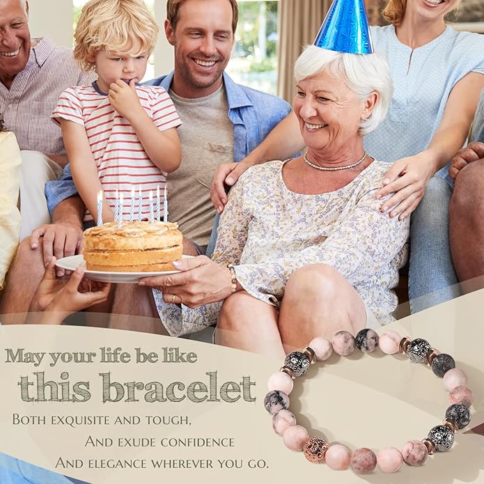 30th 40th 50th 60th 70th 80th Birthday Gifts for Women, Natural Stone Bracelet Birthday Gifts for Mom Daughter Grandma Sister Friends Coworker