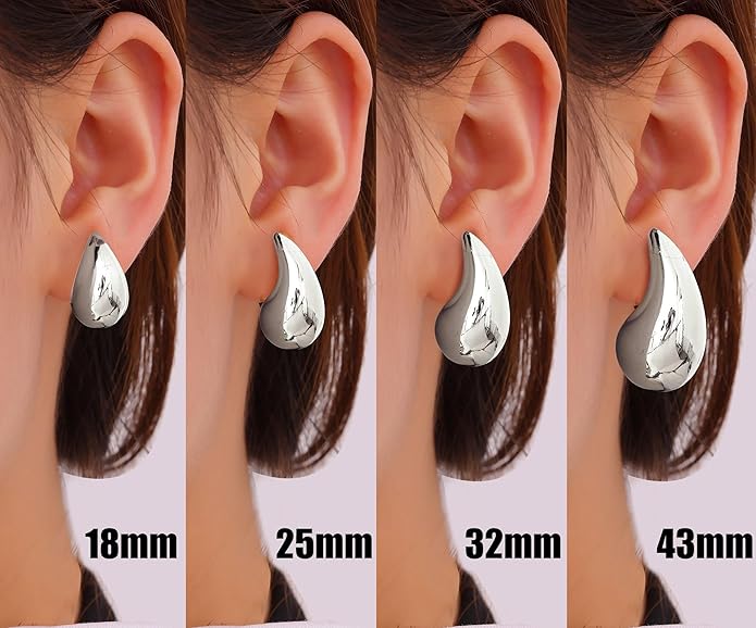 Gacimy Teardrop Earrings Dupes for Women 14K Gold Plated, Chunky Drop Earrings for Women with 925 Sterling Silver Post