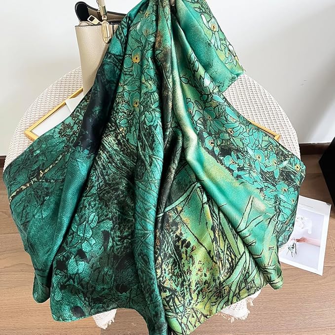 Long Silk Like Scarf Lightweight Satin Scarves Large Sunscreen Shawl Wrap for Women