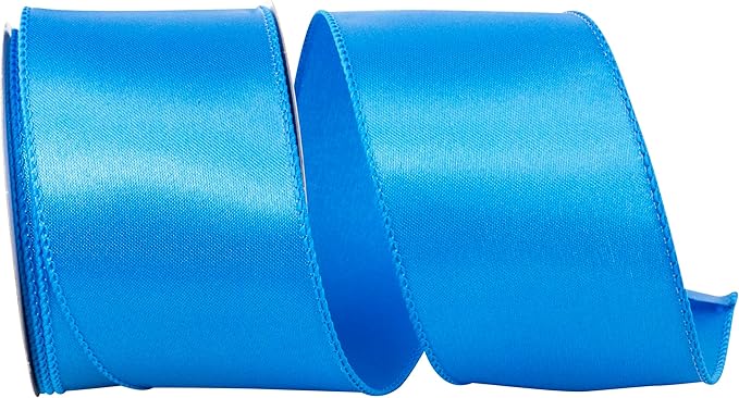 Reliant Ribbon 92575W-913-40F Satin Value Wired Edge Ribbon, 2-1/2 Inch X 10 Yards, Turquoise