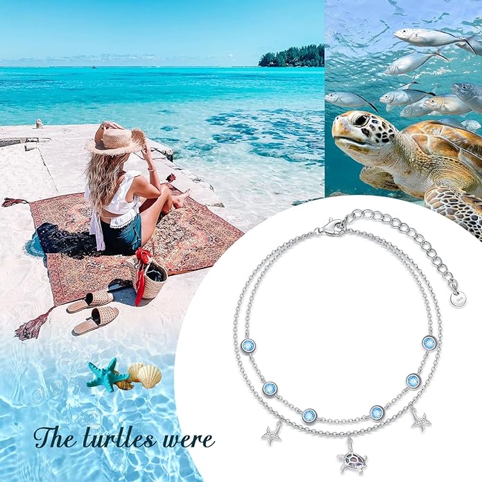 Dorunmo Anklet Bracelets For Women 925 Sterling Silver Birthstone/Infinity/Butterfly/Evil Eye/Turtle/Pineapple/Starfish/Heart Anklets Bracelets Jewelry Gifts for Women