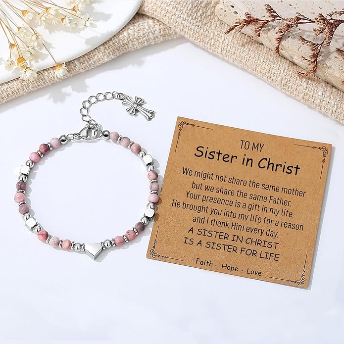 TONY & SANDY Christian Gifts for Women, Religious Cross Bracelet Jewelry, Easter Basket Stuffers for Teens Kids Adults, Faith Confirmation Baptism Christmas Birthday Gifts for Women