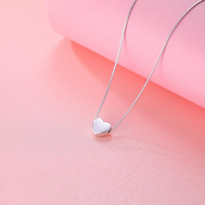 SLUYNZ Genuine 925 Sterling Silver Tiny Love Heart Pendant Necklace for Women Simple Sweet Heart Choker Necklace