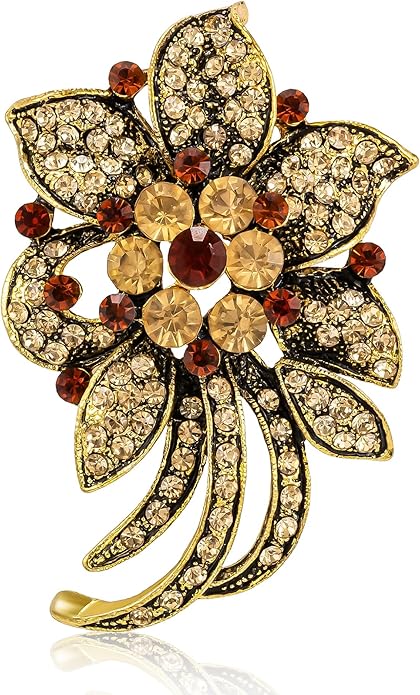 HAISWET Wedding Bridal Rhinestone Flower-shape Brooch Pin for Women