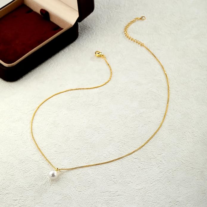 Charm Necklaces for Women,14k Gold Plated Waterproof Dainty Choker Necklace Summer Seashell Pearl Beach Cute Necklaces Set Fashion Jewelry Gift