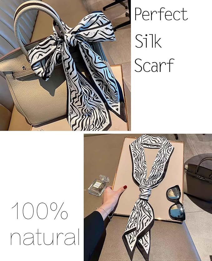 kcctoo 59" Mulberry Silk Like Head Scarf Women's Fashion Square Neck Satin Scarfs for Bag Hair Scarves Gift 59 * 5.9”