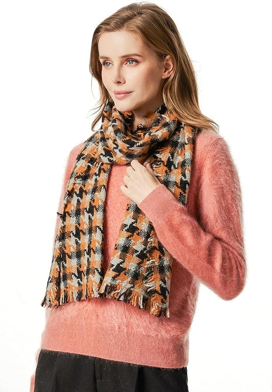 EURKEA 100% Cashmere 2025 Winter Scarf for Women Fringed Edges Warm & Soft Lightweight Solid/Plaid/Two-Tone Free Size
