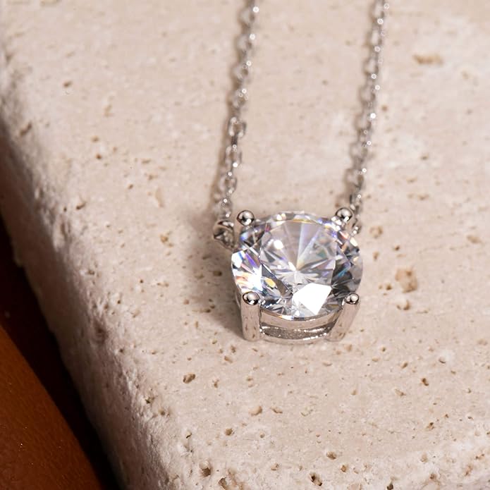 S.Leaf 18Karat Gold Plated Cubic Zirconia Necklace for Women S925 Sterling Silver 0.5/1/2cttw Dainty Crystal Cubic Zirconia Pendant Necklaces Best Friend Birthday Gifts for Women Trendy Sister Mom Wife Womens Her Friend Party