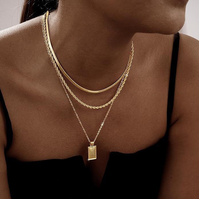 Gold/Silver Layered Necklaces for Women,Dainty 14k Gold Plated Stackable Choker Necklaces for Women,Trendy Layering Coin Chain Pendant Jewelry Set Gifts