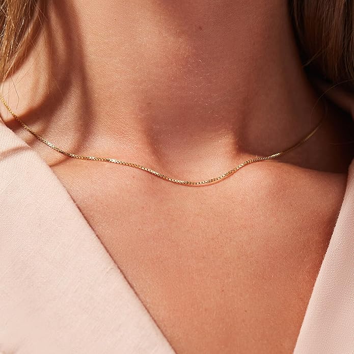 Freekiss Herringbone Necklace for Women,Dainty Gold Necklace,14k Gold Plated Snake,Gold Chain Choker Necklaces,Simple Gold Layered Necklaces,Gold Jewelry Gift for Women