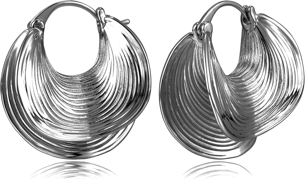 YUJIE Gold Plated Hoop Earrings for Women Brass Earring Chunky Statement Jewelry