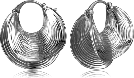 YUJIE Gold Plated Hoop Earrings for Women Brass Earring Chunky Statement Jewelry