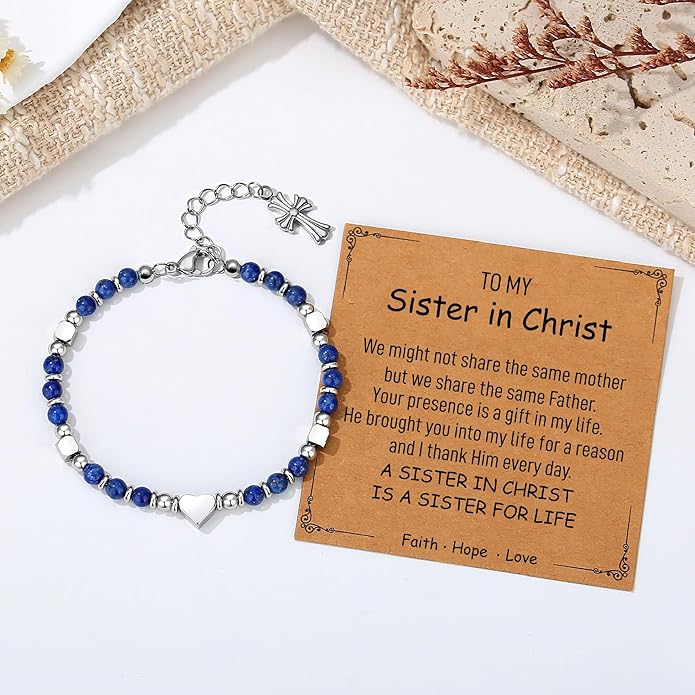 TONY & SANDY Christian Gifts for Women, Religious Cross Bracelet Jewelry, Easter Basket Stuffers for Teens Kids Adults, Faith Confirmation Baptism Christmas Birthday Gifts for Women