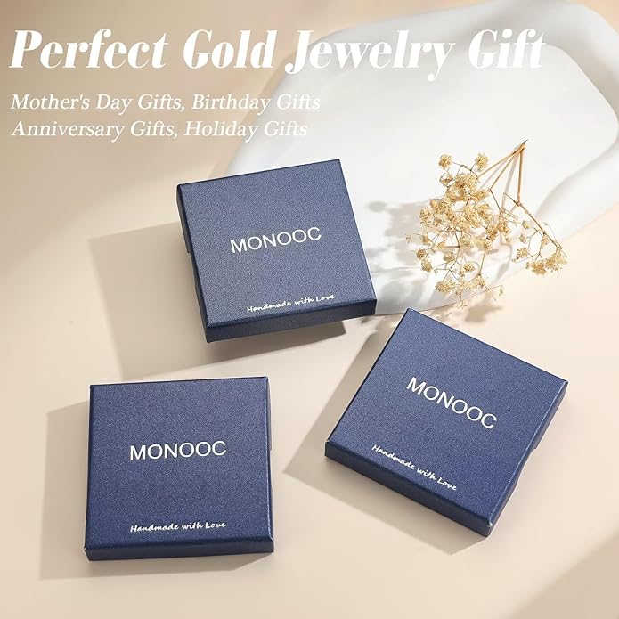 MONOOC Christmas Gifts for Women Girls - 14K-Gold-Plated Dainty Paperclip Heart Initial Necklace Birthstone Necklace Jewelry Birthday Gifts for Women Her Mom Friend Wife Sister