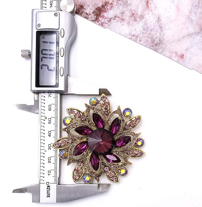 LAXPICOL Vintage Women's Austrian Crystal Elegant Flower Brooch Wedding Broach Pin