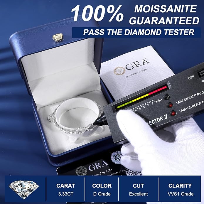 Imitation Diamond Infinity Tennis Bracelet for Women 3mm, 18K Gold Vermeil Moissanite Adjustable Bracelet, Skin-friendly .925 Sterling Silver Bolo Chain for Wrist Measuring 4"-9.5", D Color VVS1 Lab-created Diamond Jewelry Gift for Women