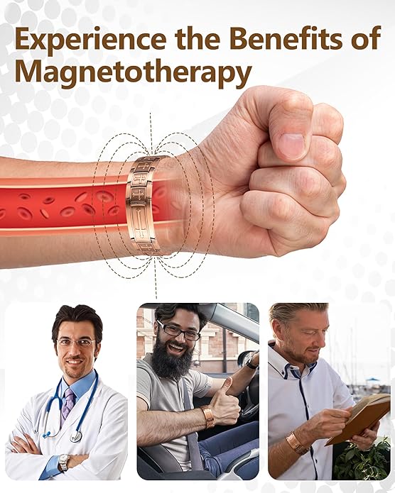 Feraco Copper Bracelet for Men 3X Strength,Magnetic Therapy Bracelet Copper Jewelry with Powerful 3800 Gauss Magnets,Premium Fold-Over Clasp