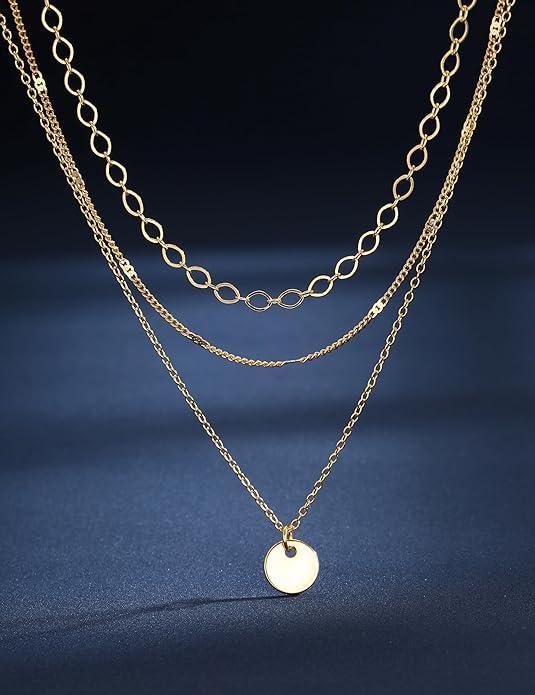 Besteel 3Pcs Dainty Layered Necklaces for Women - Paperclip Choker Necklace Stacks Set Trendy Simple Layering Chain Pendant Jewelry Non Tarnish Gifts