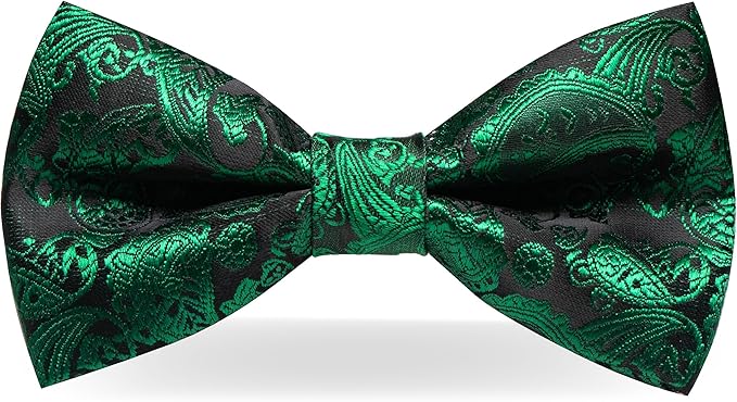 JEMYGINS Paisley Pre-tied Bow Tie and Pocket Square Cufflinks Lapel Pin Sets for Men 4PCS