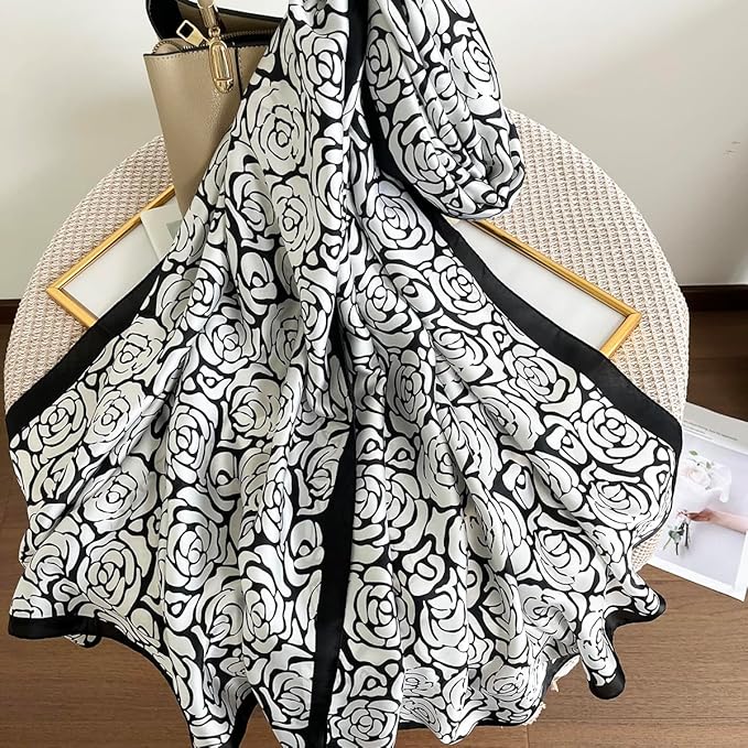 Long Silk Like Scarf Lightweight Satin Scarves Large Sunscreen Shawl Wrap for Women