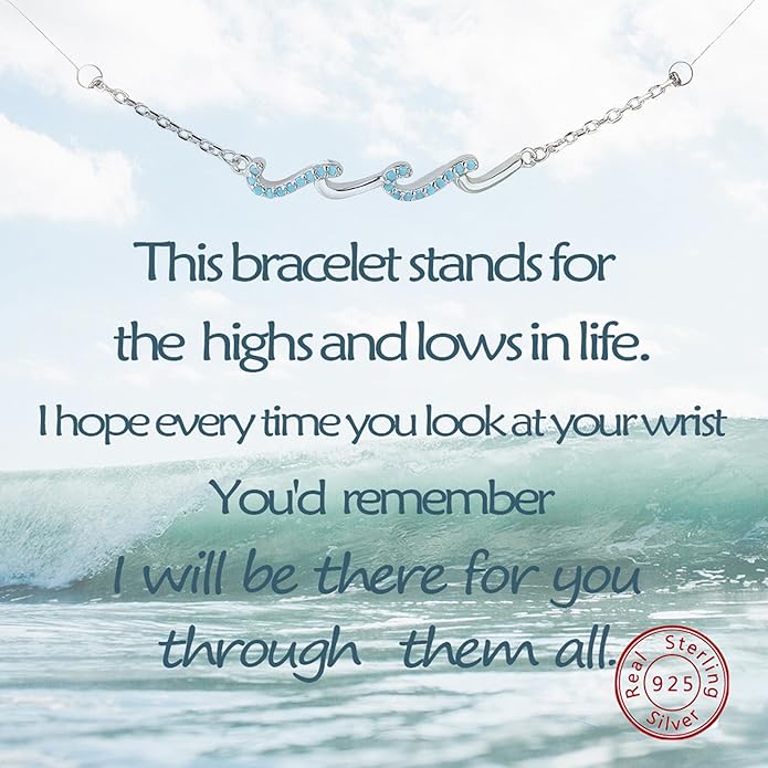 Gift for Best Friends Female,Wave Friendship Bracelet for Women,Bestie Gifts for Women,925 Sterling Silver Bracelet Gifts for Friends Birthday Gift Graduation Gift