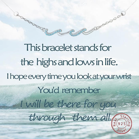 Gift for Best Friends Female,Wave Friendship Bracelet for Women,Bestie Gifts for Women,925 Sterling Silver Bracelet Gifts for Friends Birthday Gift Graduation Gift
